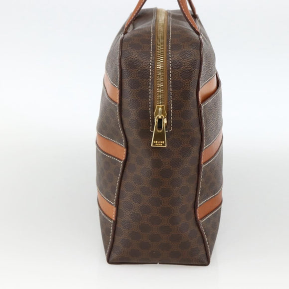 CELINE Macadam Canvas Hand Bag PVC Leather Brown Gold Auth ARZ837