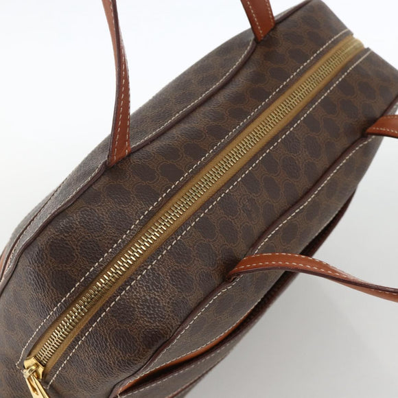 CELINE Macadam Canvas Hand Bag PVC Leather Brown Gold Auth ARZ837