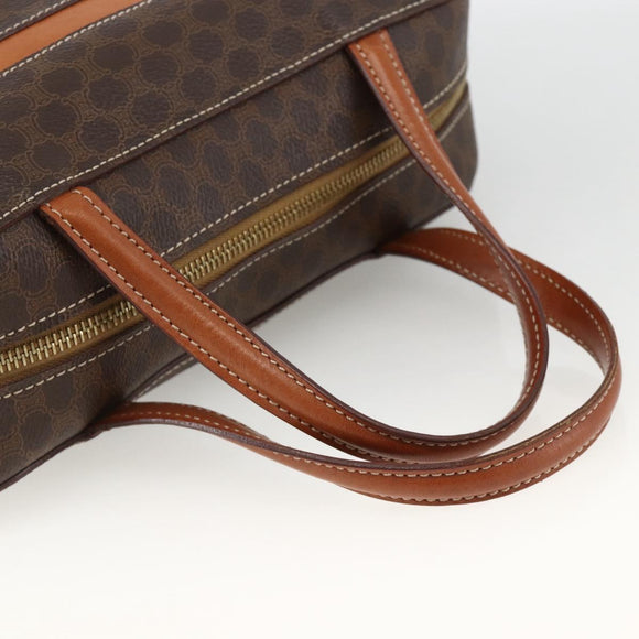CELINE Macadam Canvas Hand Bag PVC Leather Brown Gold Auth ARZ837
