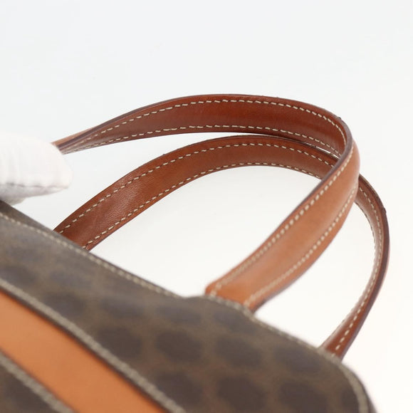 CELINE Macadam Canvas Hand Bag PVC Leather Brown Gold Auth ARZ837