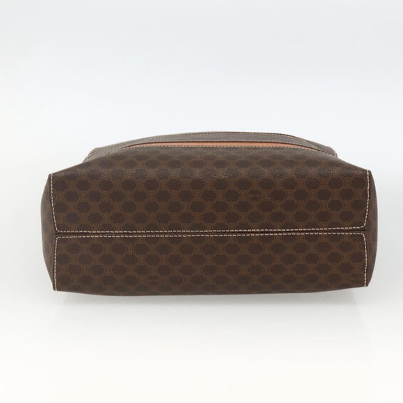 CELINE Macadam Canvas Hand Bag PVC Leather Brown Gold Auth ARZ837