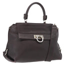 Salvatore Ferragamo Gancini Sofia Bag Leather 2way Bordeaux Silver Auth ARZ841-1
