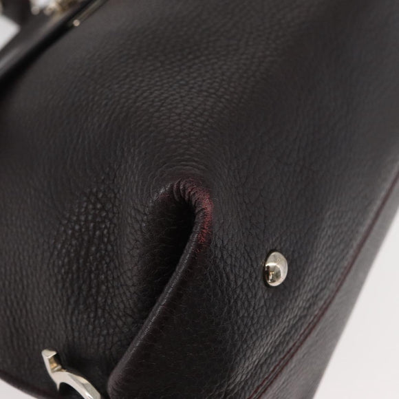 Salvatore Ferragamo Gancini Sofia Bag Leather 2way Bordeaux Silver Auth ARZ841