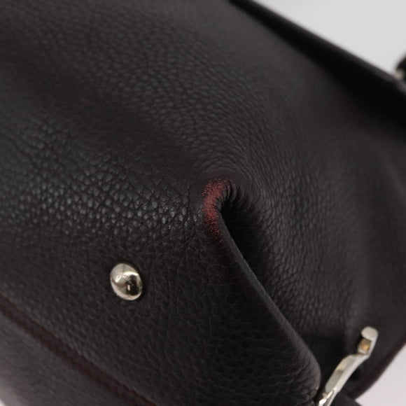 Salvatore Ferragamo Gancini Sofia Bag Leather 2way Bordeaux Silver Auth ARZ841