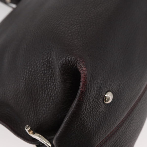 Salvatore Ferragamo Gancini Sofia Bag Leather 2way Bordeaux Silver Auth ARZ841