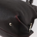 Salvatore Ferragamo Gancini Sofia Bag Leather 2way Bordeaux Silver Auth ARZ841-18