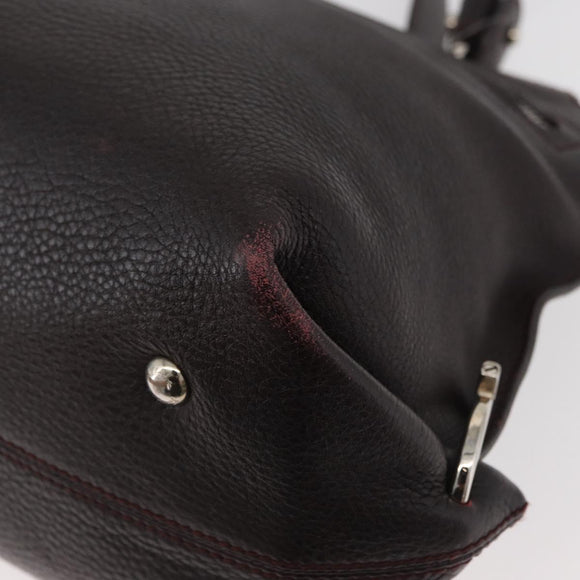 Salvatore Ferragamo Gancini Sofia Bag Leather 2way Bordeaux Silver Auth ARZ841