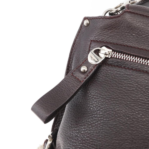 Salvatore Ferragamo Gancini Sofia Bag Leather 2way Bordeaux Silver Auth ARZ841