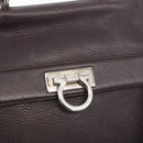 Salvatore Ferragamo Gancini Sofia Bag Leather 2way Bordeaux Silver Auth ARZ841-20