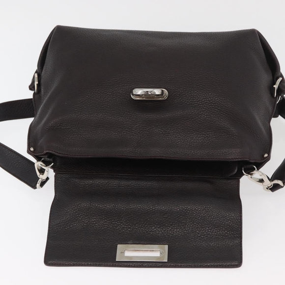 Salvatore Ferragamo Gancini Sofia Bag Leather 2way Bordeaux Silver Auth ARZ841