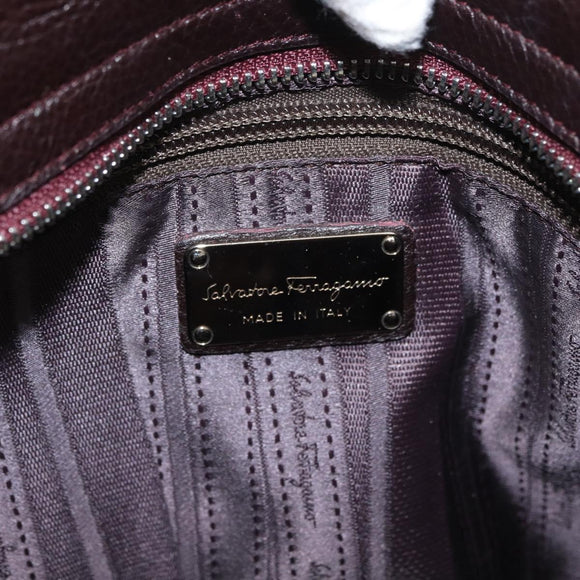 Salvatore Ferragamo Gancini Sofia Bag Leather 2way Bordeaux Silver Auth ARZ841