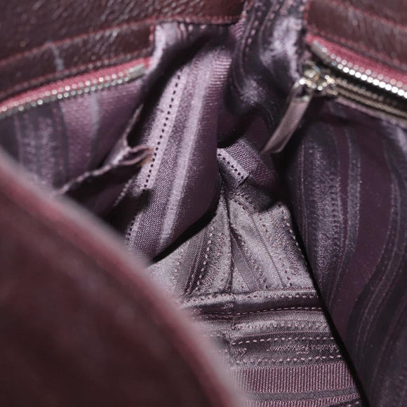 Salvatore Ferragamo Gancini Sofia Bag Leather 2way Bordeaux Silver Auth ARZ841