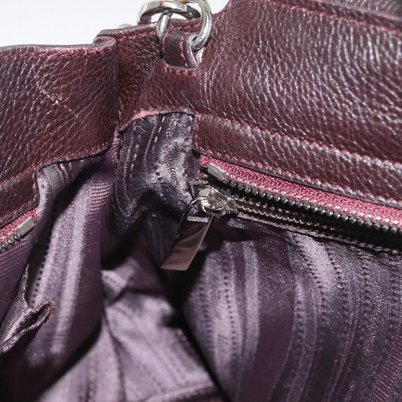 Salvatore Ferragamo Gancini Sofia Bag Leather 2way Bordeaux Silver Auth ARZ841