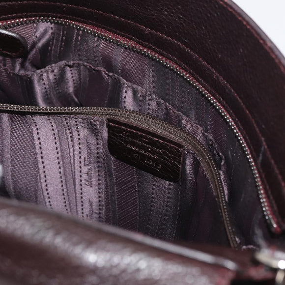 Salvatore Ferragamo Gancini Sofia Bag Leather 2way Bordeaux Silver Auth ARZ841