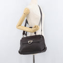 Salvatore Ferragamo Gancini Sofia Bag Leather 2way Bordeaux Silver Auth ARZ841-27