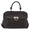 Salvatore Ferragamo Gancini Sofia Bag Leather 2way Bordeaux Silver Auth ARZ841-13