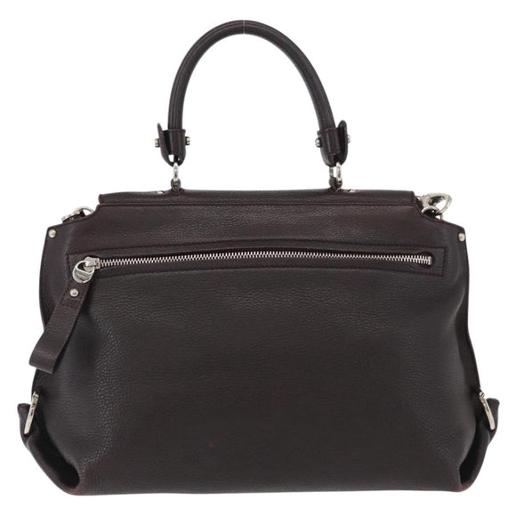 Salvatore Ferragamo Gancini Sofia Bag Leather 2way Bordeaux Silver Auth ARZ841