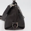 Salvatore Ferragamo Gancini Sofia Bag Leather 2way Bordeaux Silver Auth ARZ841-3