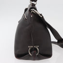 Salvatore Ferragamo Gancini Sofia Bag Leather 2way Bordeaux Silver Auth ARZ841-4