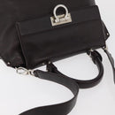 Salvatore Ferragamo Gancini Sofia Bag Leather 2way Bordeaux Silver Auth ARZ841-6