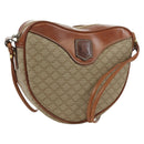CELINE Macadam Canvas Shoulder Bag PVC Leather Beige Gold Auth ARZ842A-1