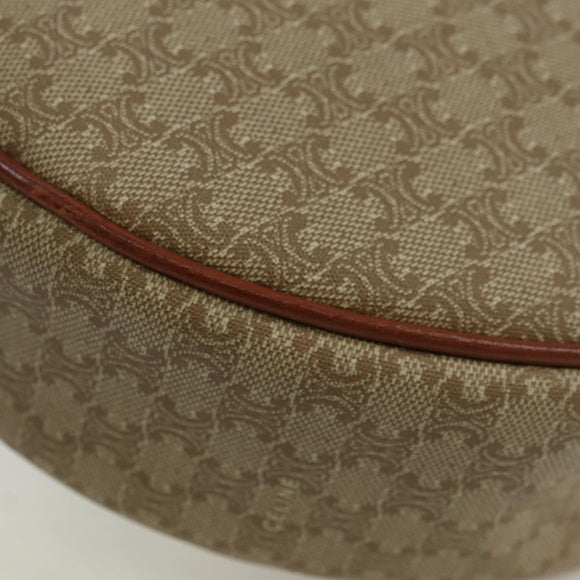 CELINE Macadam Canvas Shoulder Bag PVC Leather Beige Gold Auth ARZ842A