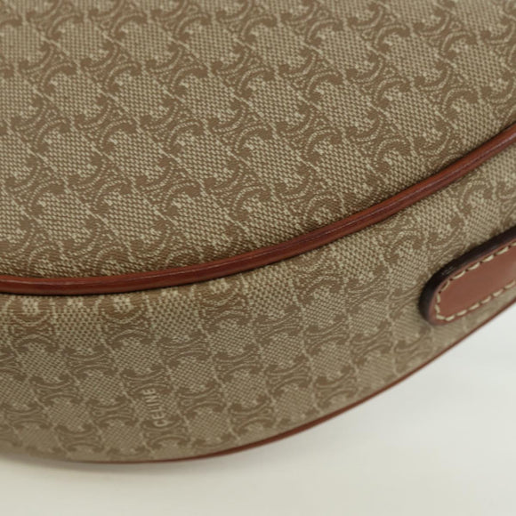 CELINE Macadam Canvas Shoulder Bag PVC Leather Beige Gold Auth ARZ842A