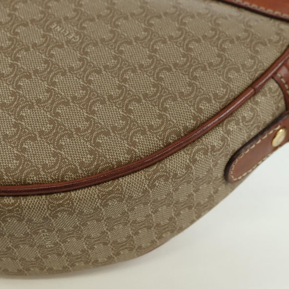CELINE Macadam Canvas Shoulder Bag PVC Leather Beige Gold Auth ARZ842A