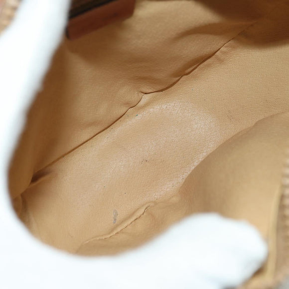 CELINE Macadam Canvas Shoulder Bag PVC Leather Beige Gold Auth ARZ842A