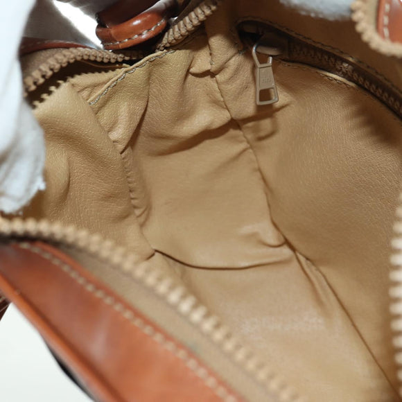 CELINE Macadam Canvas Shoulder Bag PVC Leather Beige Gold Auth ARZ842A