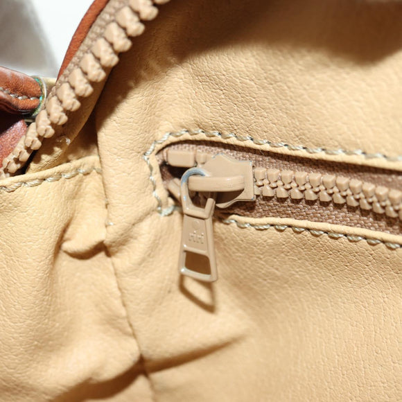 CELINE Macadam Canvas Shoulder Bag PVC Leather Beige Gold Auth ARZ842A