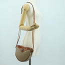 CELINE Macadam Canvas Shoulder Bag PVC Leather Beige Gold Auth ARZ842A-24