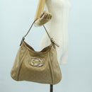 GUCCI GG Canvas Guccissima Shoulder Bag Leather Beige Gold 162740 Auth ARZ847V-21