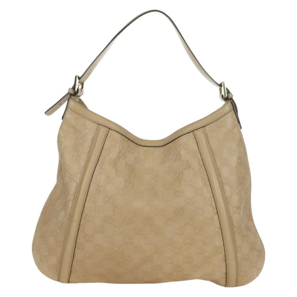 GUCCI GG Canvas Guccissima Shoulder Bag Leather Beige Gold 162740 Auth ARZ847V