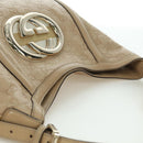 GUCCI GG Canvas Guccissima Shoulder Bag Leather Beige Gold 162740 Auth ARZ847V-6