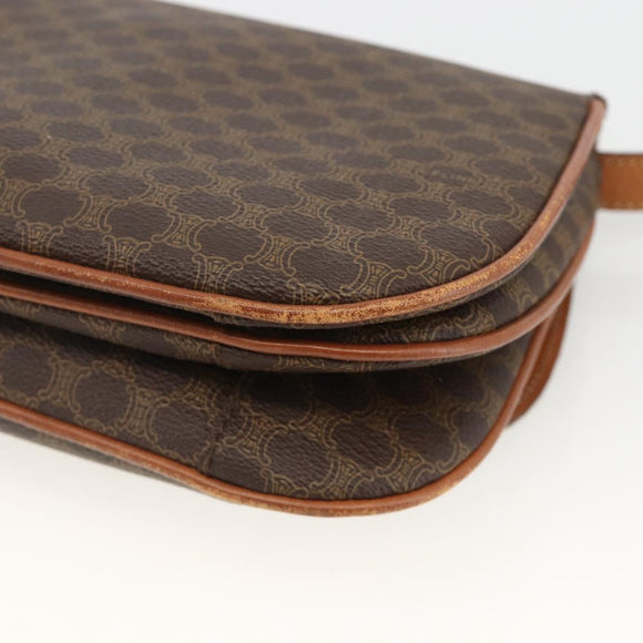 CELINE Macadam Canvas Shoulder Bag PVC Leather Brown Gold Auth ARZ848