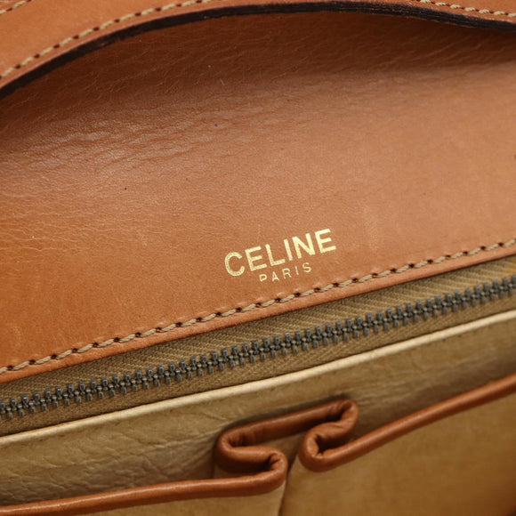 CELINE Macadam Canvas Shoulder Bag PVC Leather Brown Gold Auth ARZ848