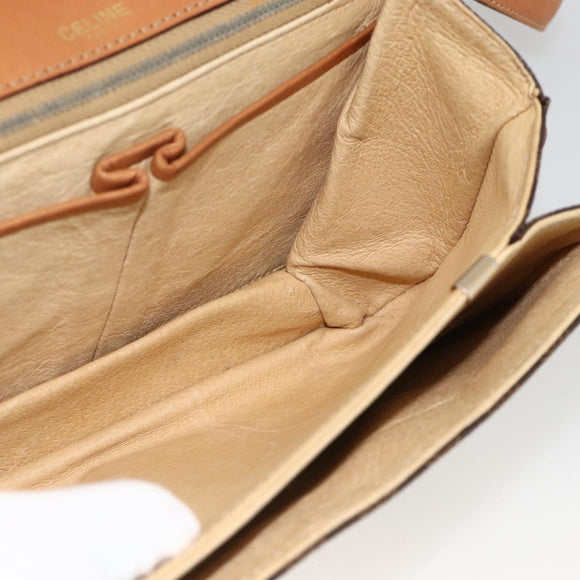 CELINE Macadam Canvas Shoulder Bag PVC Leather Brown Gold Auth ARZ848