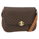 CELINE Macadam Canvas Shoulder Bag PVC Leather Brown Gold Auth ARZ848-1