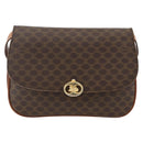 CELINE Macadam Canvas Shoulder Bag PVC Leather Brown Gold Auth ARZ848-13