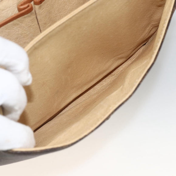 CELINE Macadam Canvas Shoulder Bag PVC Leather Brown Gold Auth ARZ848