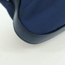 PRADA Schoudertas Nylon Leer Blauw Goud Auth ARZ849A-16