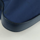 PRADA Schoudertas Nylon Leer Blauw Goud Auth ARZ849A-18