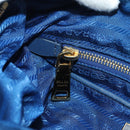 PRADA Schoudertas Nylon Leer Blauw Goud Auth ARZ849A-25