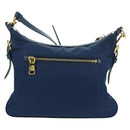 PRADA Schoudertas Nylon Leer Blauw Goud Auth ARZ849A-2