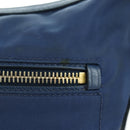 PRADA Schoudertas Nylon Leer Blauw Goud Auth ARZ849A-3