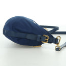 PRADA Schoudertas Nylon Leer Blauw Goud Auth ARZ849A-6