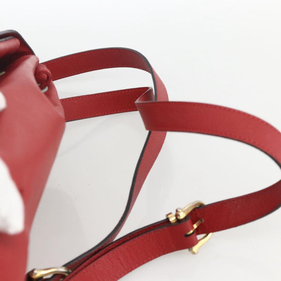 CELINE Backpack Leather Red Gold Auth ARZ853