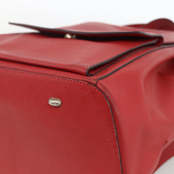 CELINE Backpack Leather Red Gold Auth ARZ853