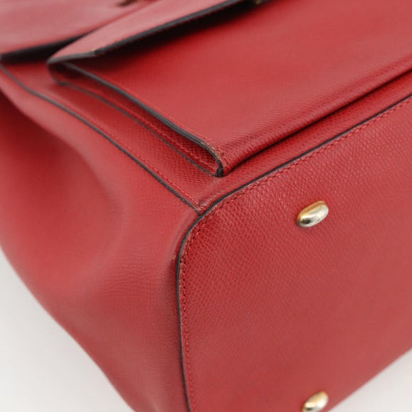CELINE Backpack Leather Red Gold Auth ARZ853